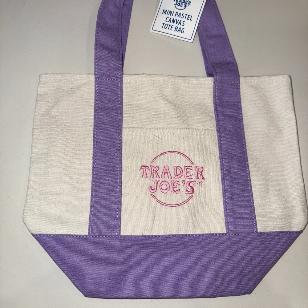 Trader Joe's Mini Pastel Canvas Tote: Purple